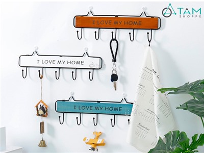 Móc treo đồ gắn tường sắt mỹ thuật I LOVE MY HOME số 06